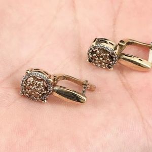 Delicate soft orange & white topaz daisy earrings